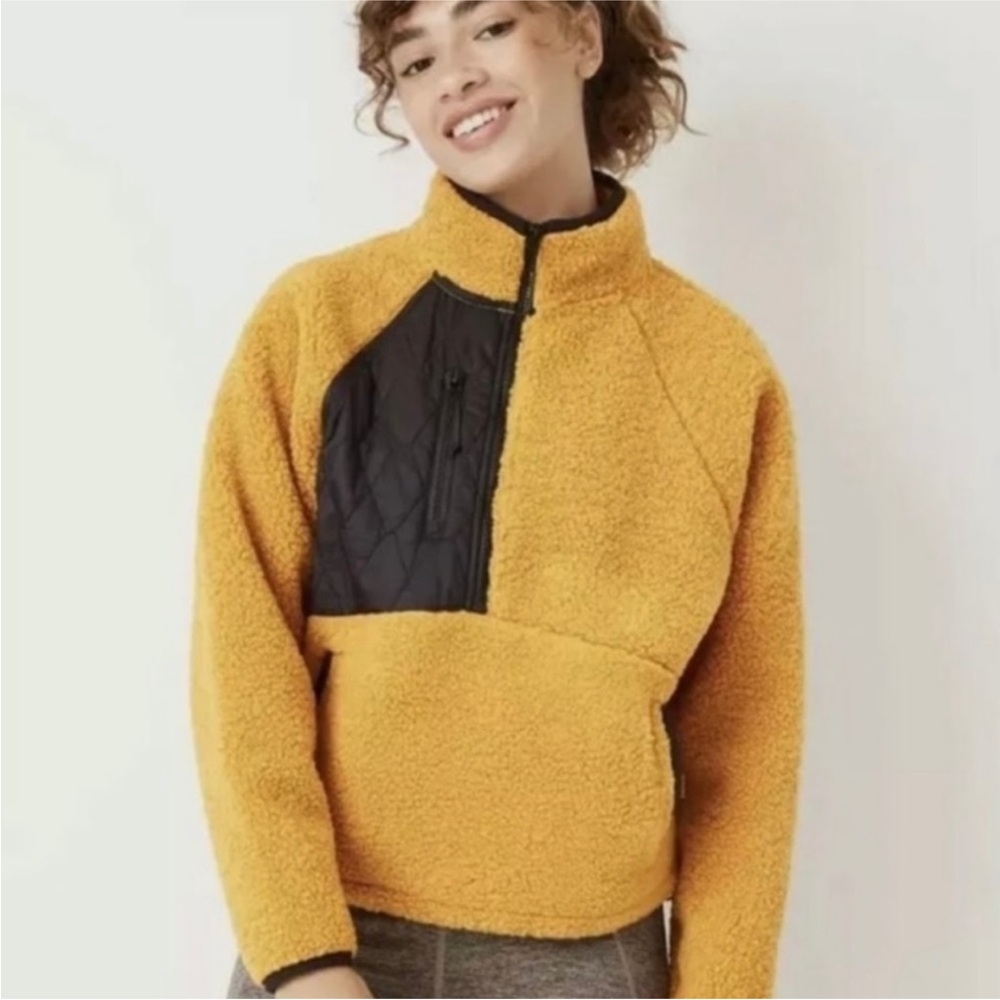 JoyLab Gold Sherpa Fleece Pullover Jacket